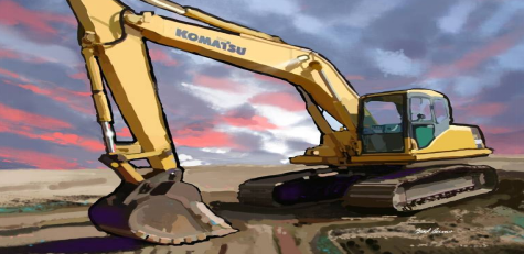 Painting cranes and excavators is a job for professionals